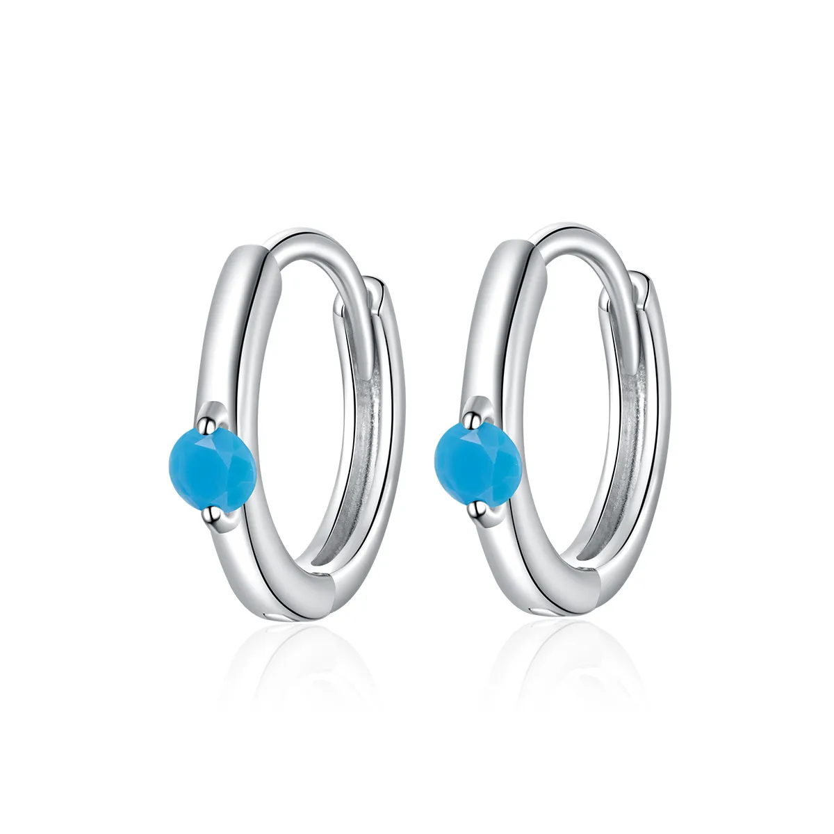 Pandora Style Silver Ball Hoop Earrings - SCE1050-BU