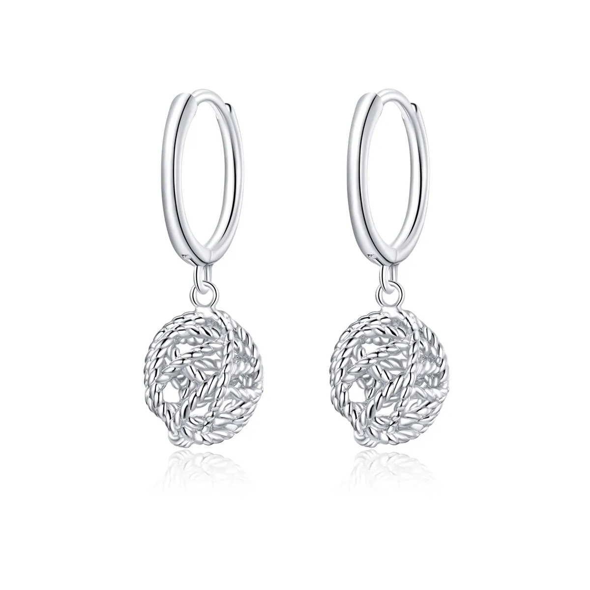 Pandora Style Silver Ball of Yarn Dangle Earrings SCE981