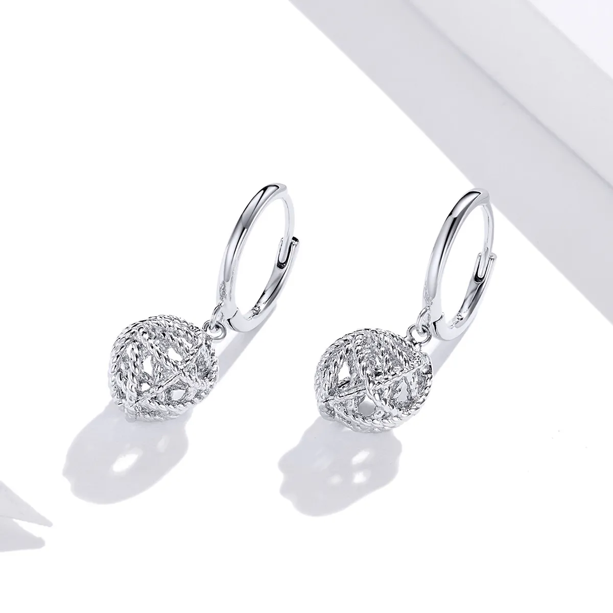 Pandora Style Silver Ball of Yarn Dangle Earrings - SCE981