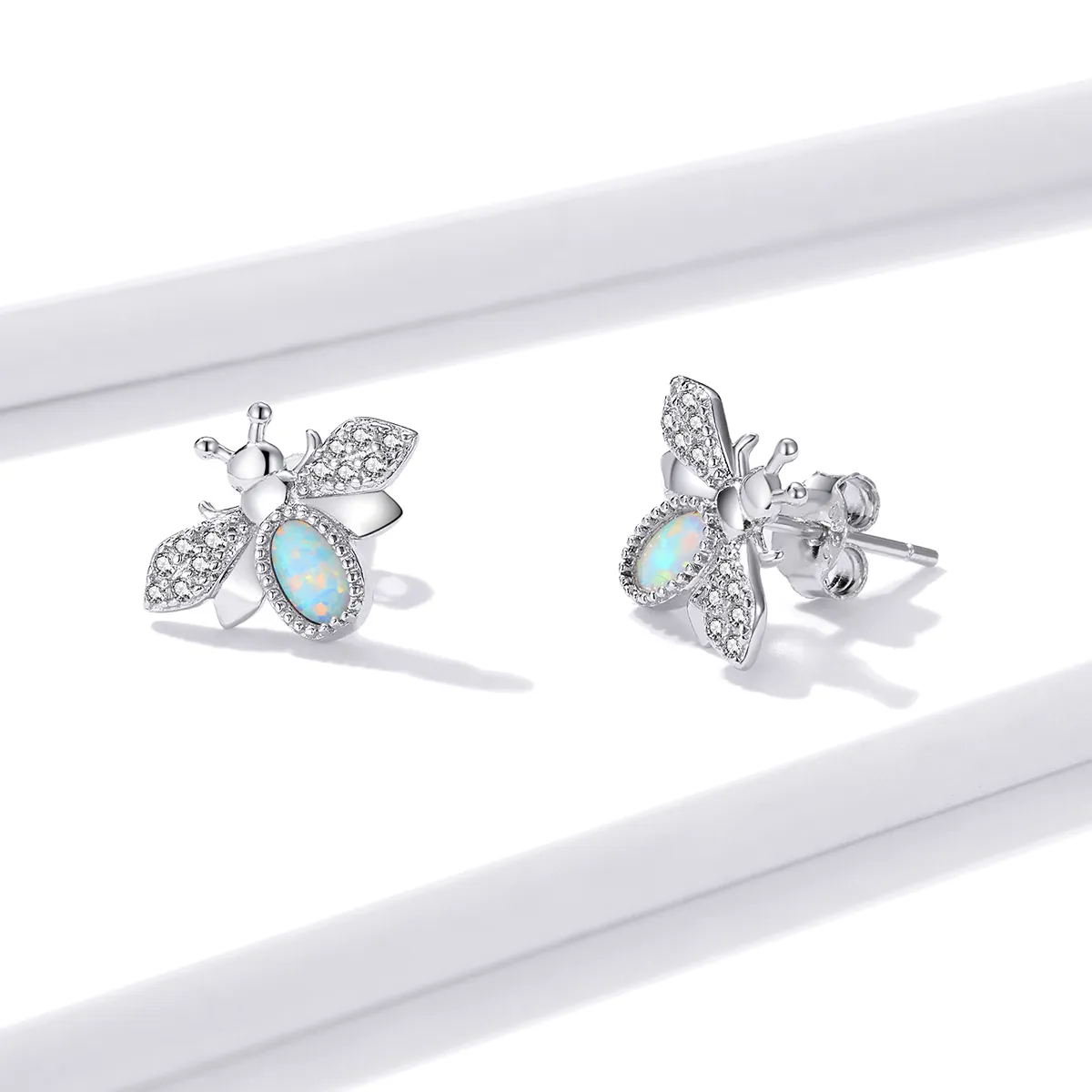 Pandora Style Silver Bee Stud Earrings - SCE1021