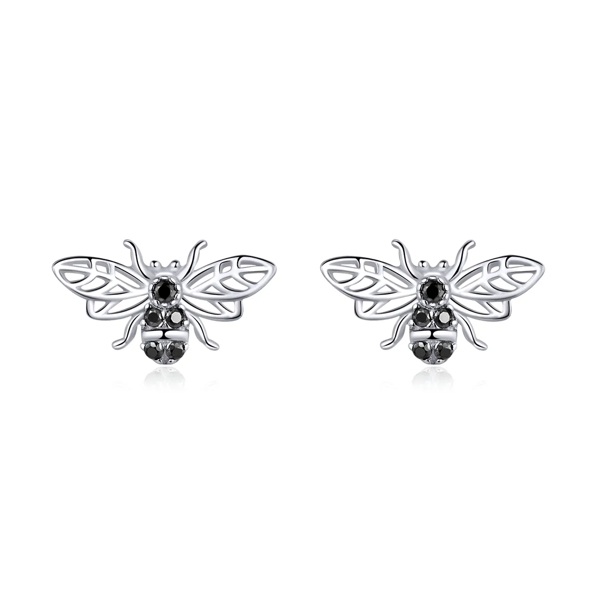 Pandora Style Silver Bee Stud Earrings - SCE846