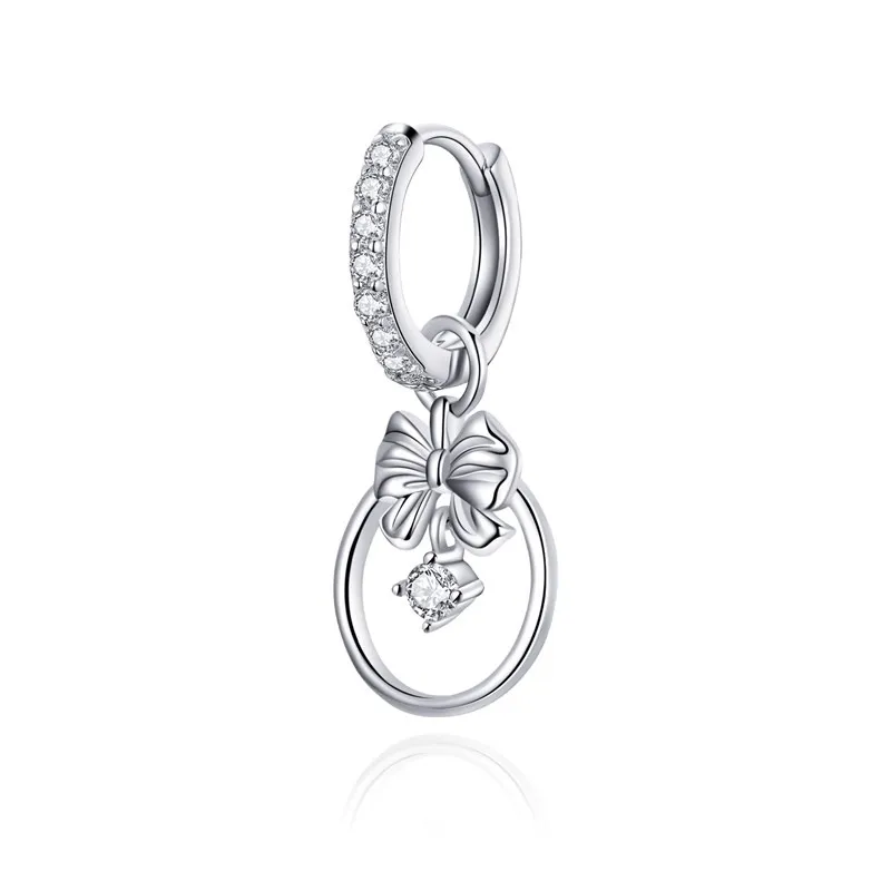 Pandora Style Silver Bow Dangle Earrings - BSE332-H