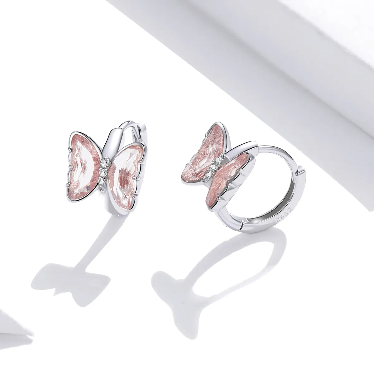 Pandora Style Silver Butterflies Stud Earrings - SCE1105