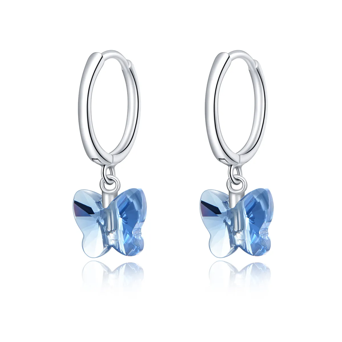 Pandora Style Silver Butterfly Dangle Earrings - SCE959