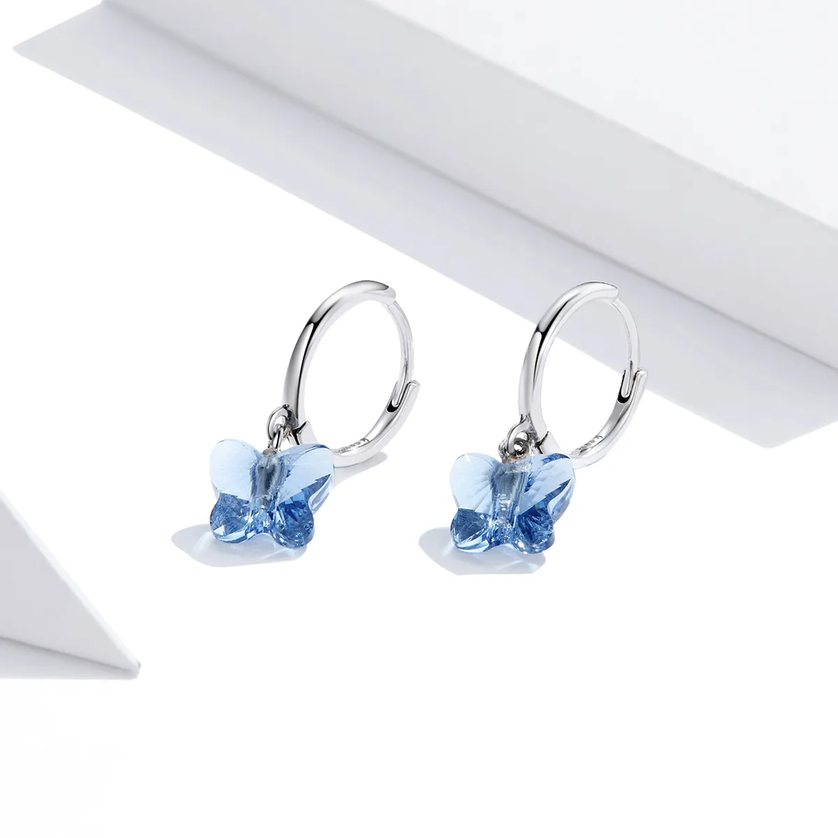 Pandora Style Silver Butterfly Dangle Earrings - SCE959