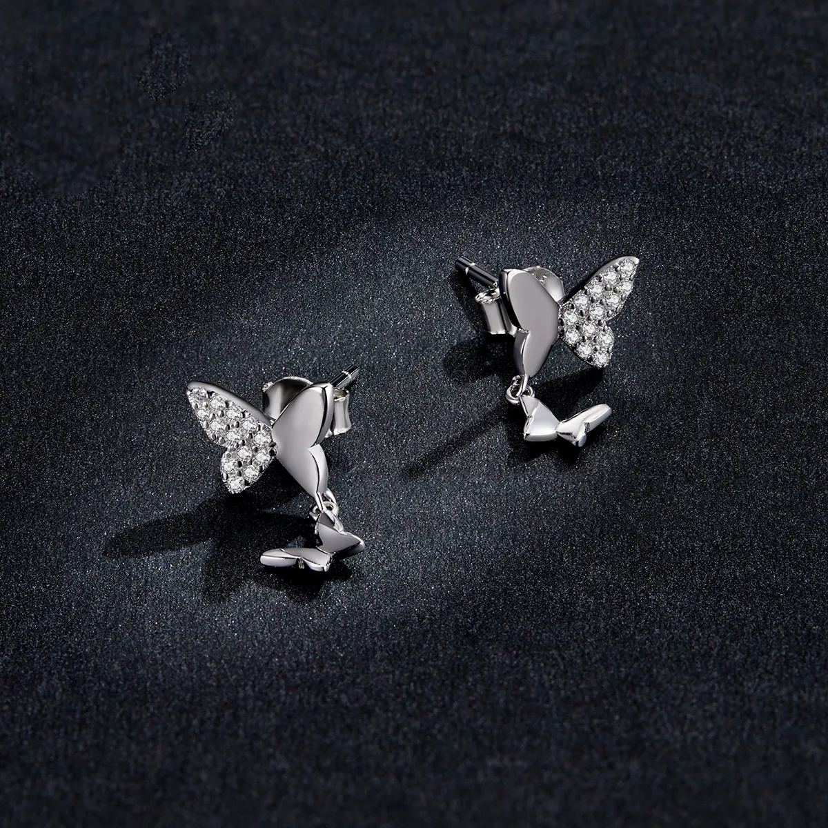 Pandora Style Silver Butterfly Love Stud Earrings - SCE1017