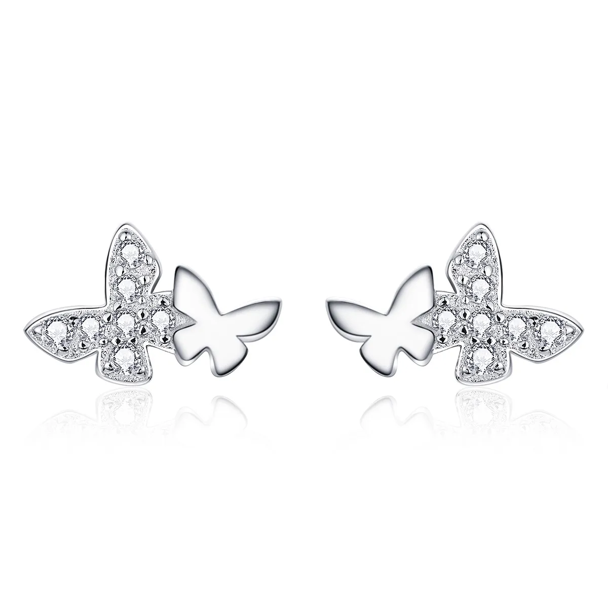 Pandora Style Silver Butterfly Stud Earrings - BSE236