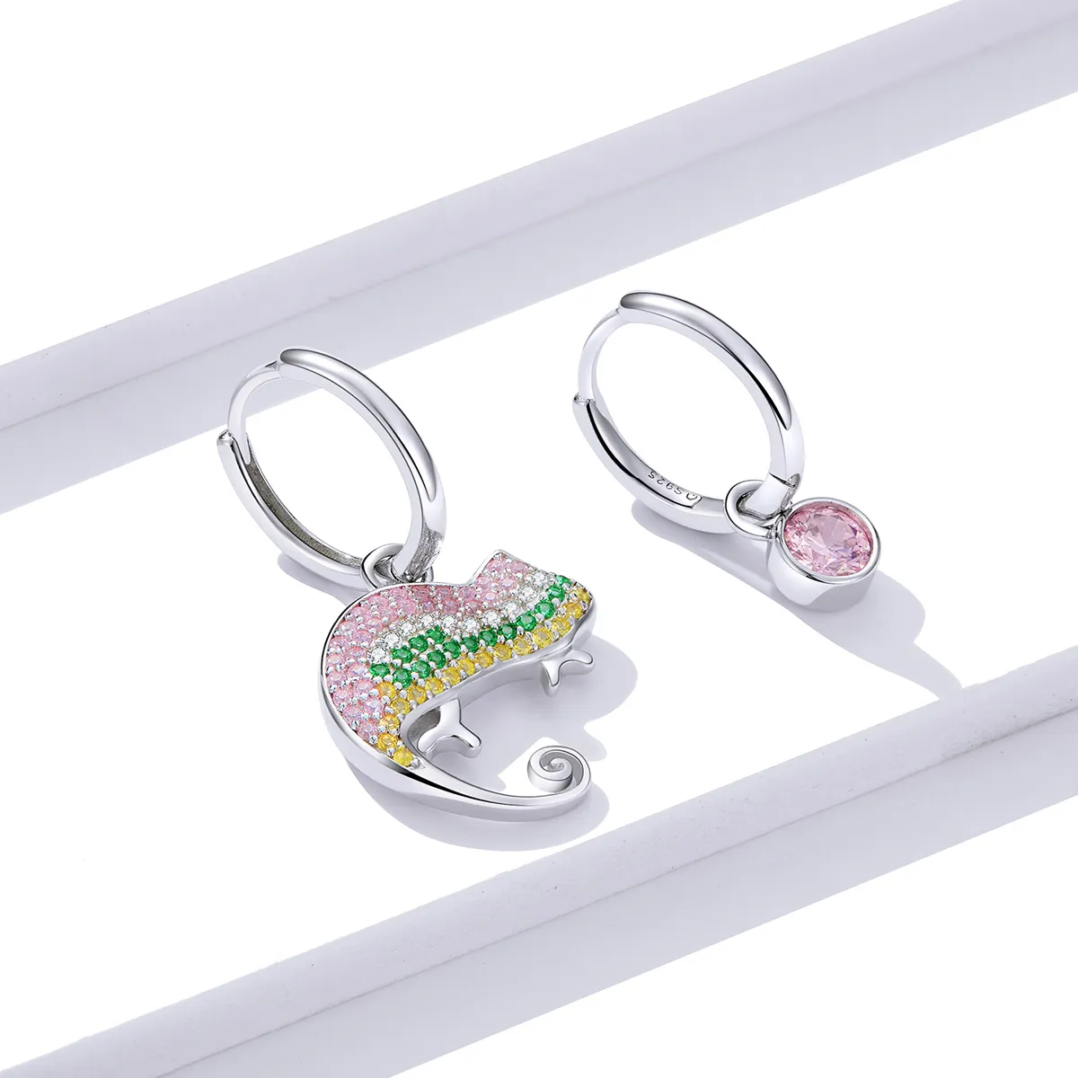 Pandora Style Silver chameleon Dangle Earrings - BSE368