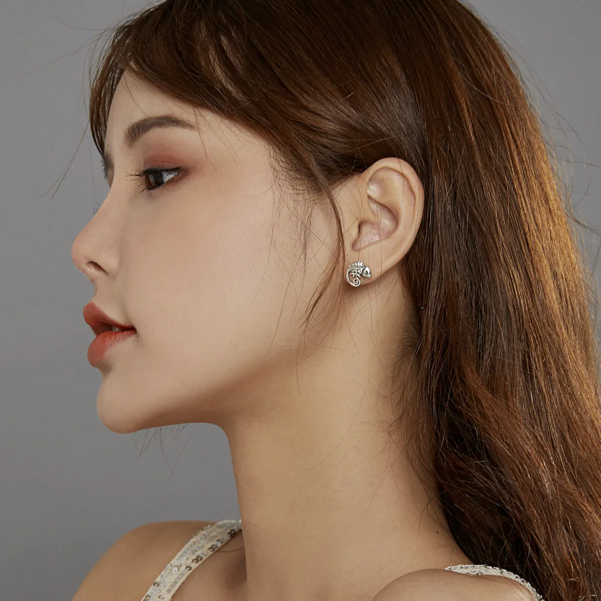 Pandora Style Silver Chameleon Stud Earrings - SCE949