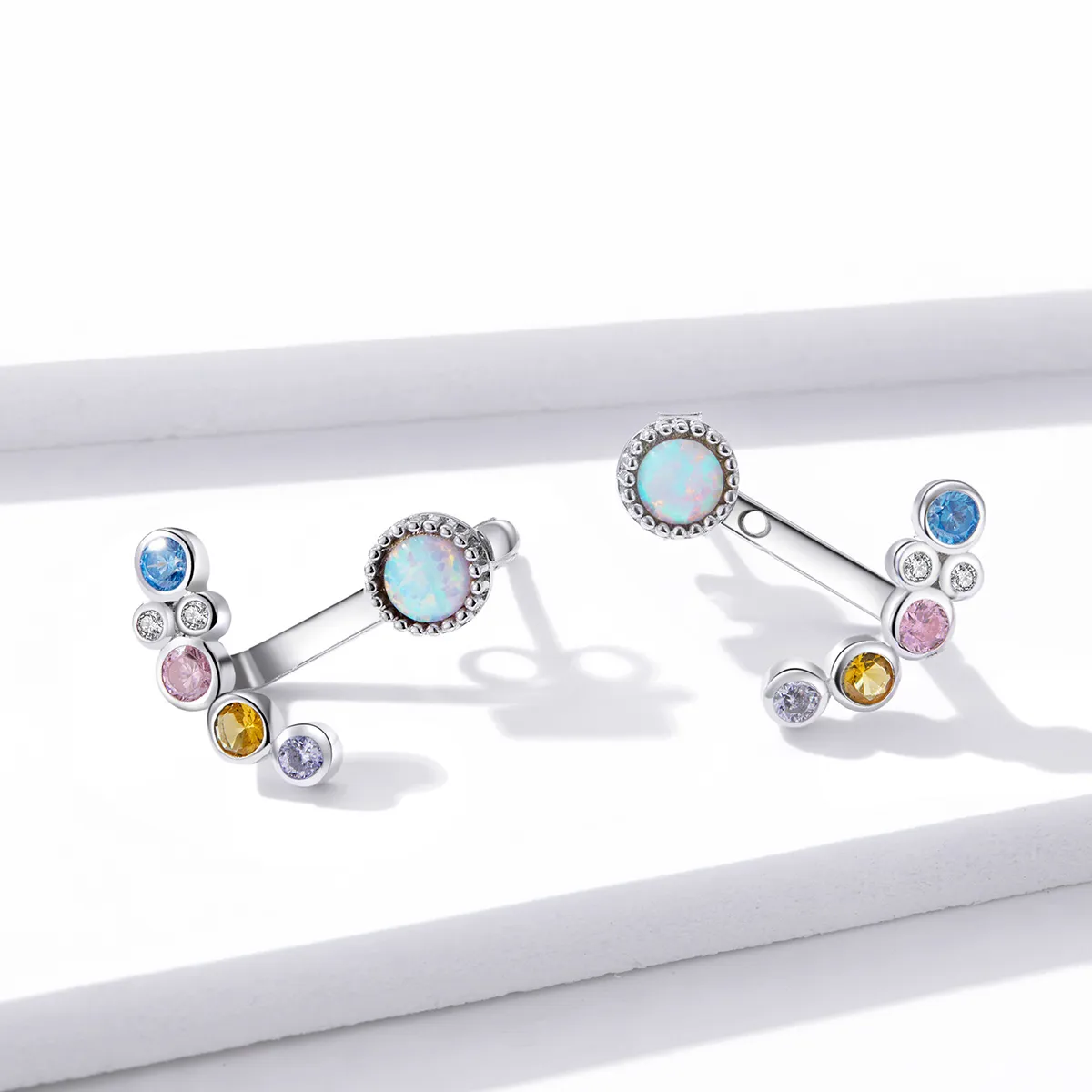 Pandora Style Silver Coloful Bubbles Stud Earrings - BSE392