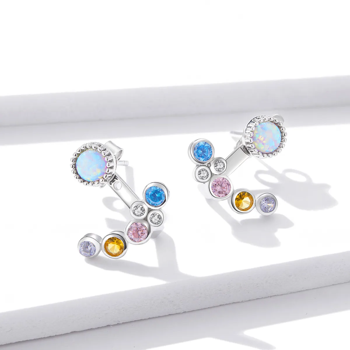 Pandora Style Silver Coloful Bubbles Stud Earrings - BSE392