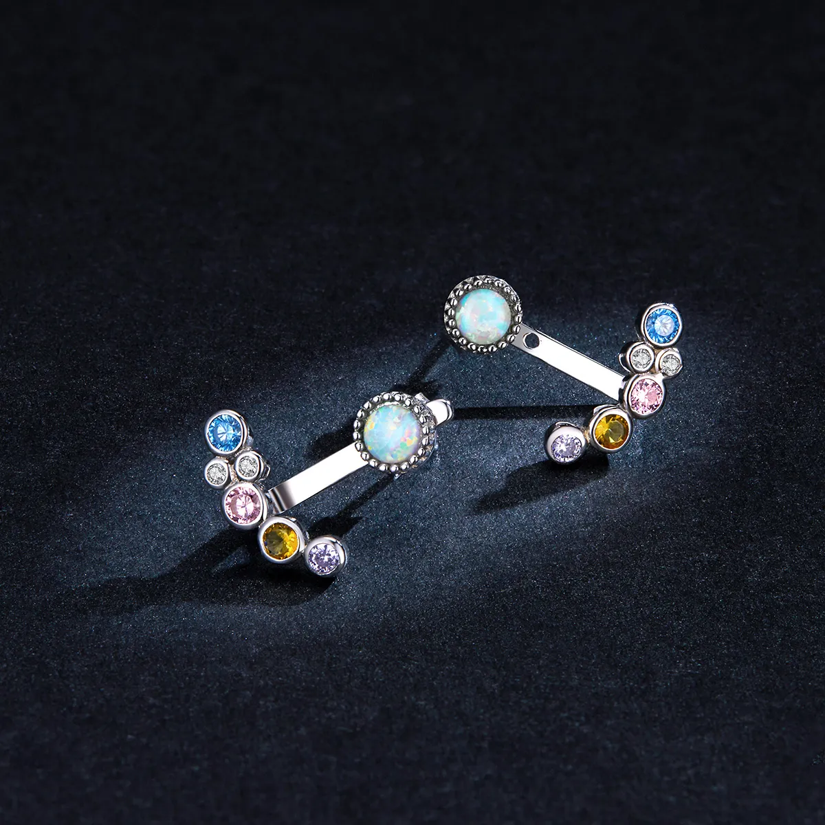 Pandora Style Silver Coloful Bubbles Stud Earrings - BSE392