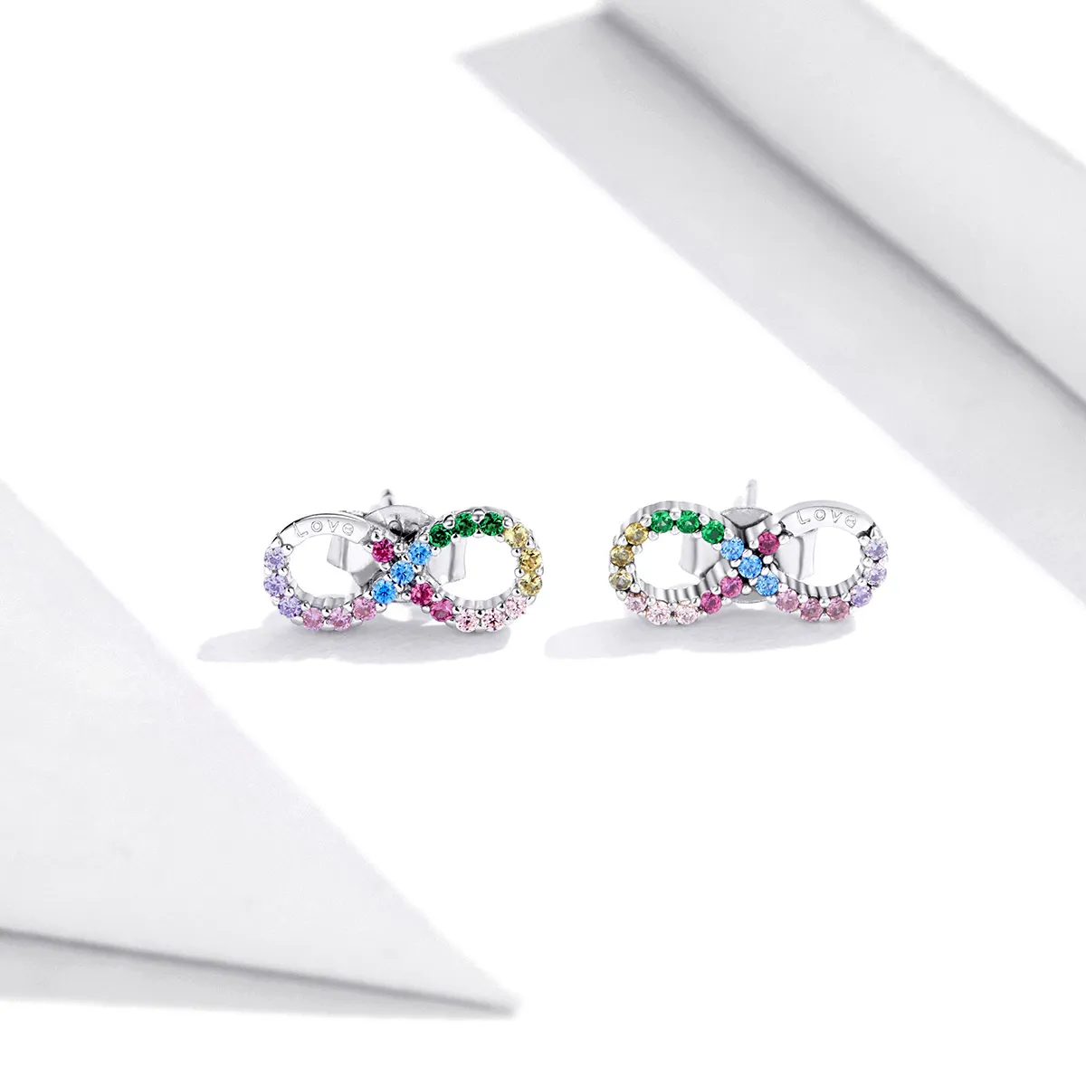 Pandora Style Silver Colorful Symbol of Infinity Stud Earrings - SCE893