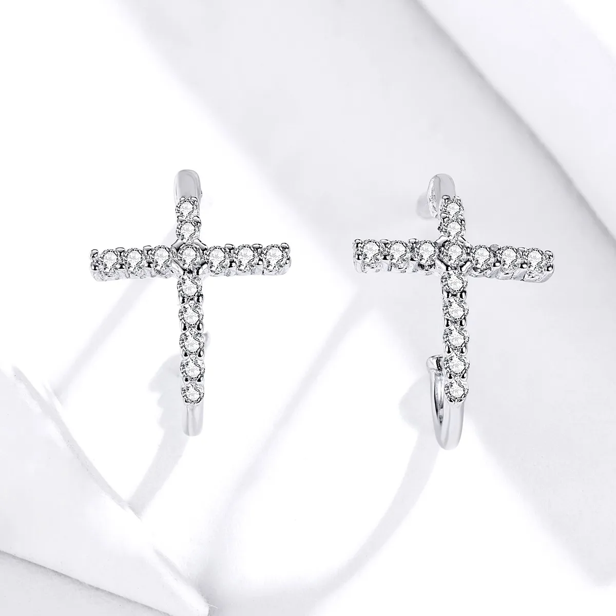 Pandora Style Silver Crossing Stud Earrings - SCE755