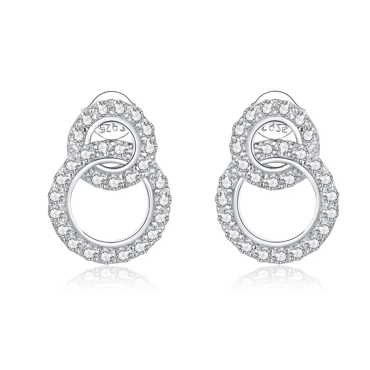 Pandora Style Silver Dazzling Doubles Stud Earrings - BSE388