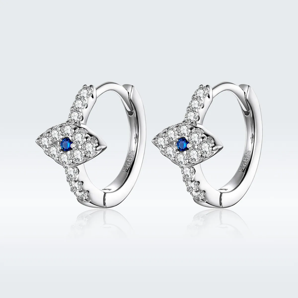 Pandora Style Silver Devil'S Eye Hoop Earrings - SCE783-A