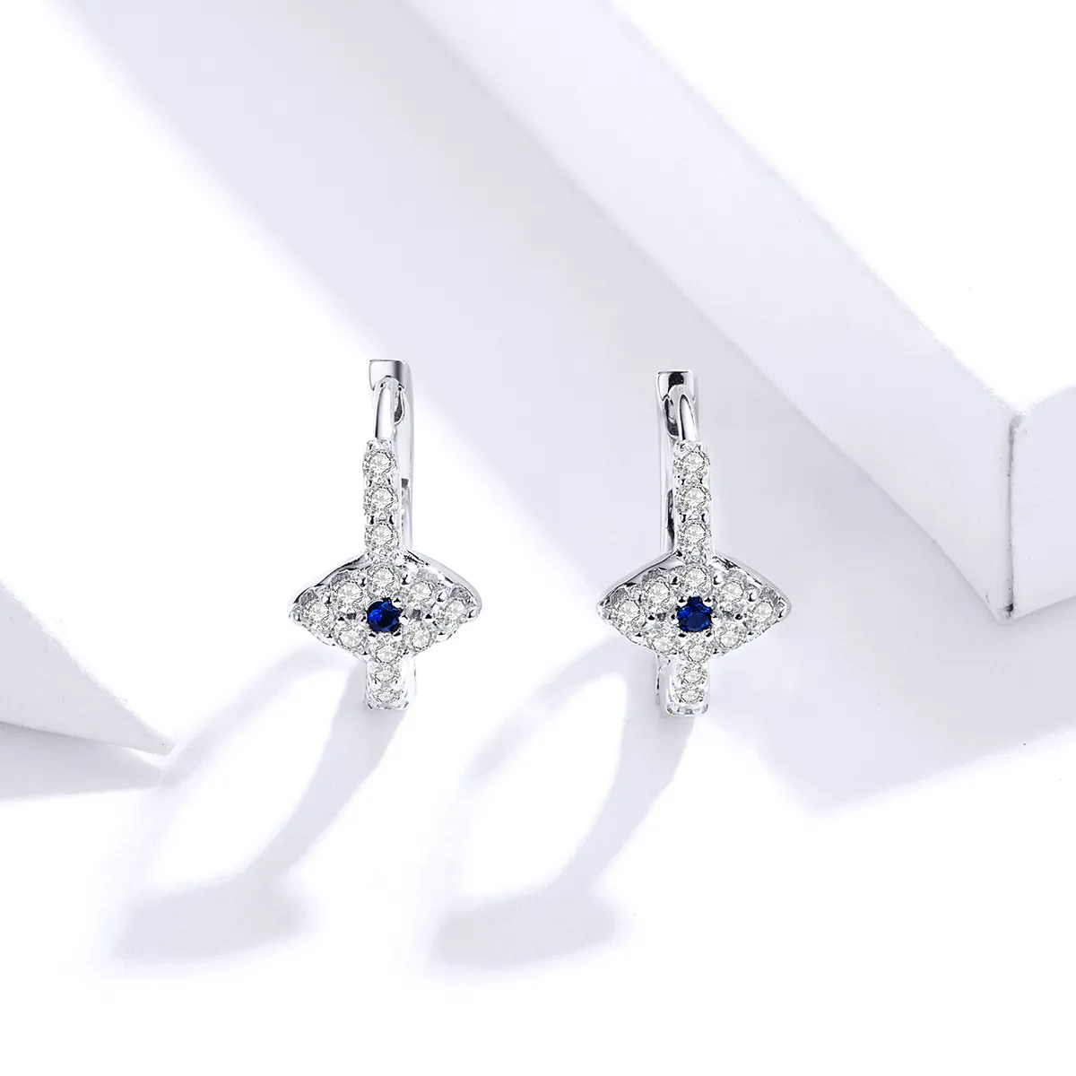 Pandora Style Silver Devil'S Eye Hoop Earrings - SCE783-A