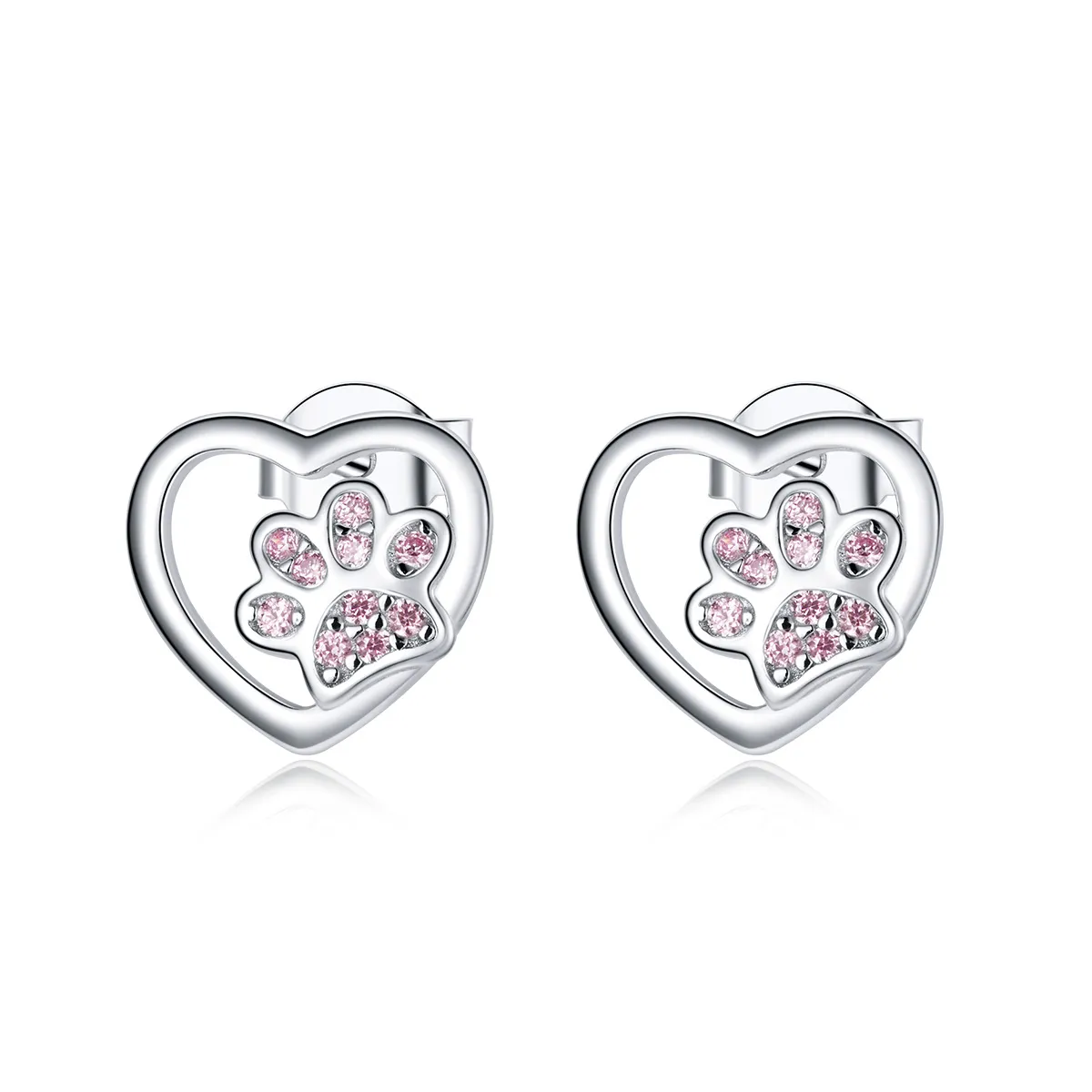 Pandora Style Silver Dog Paw Stud Earrings - SCE977