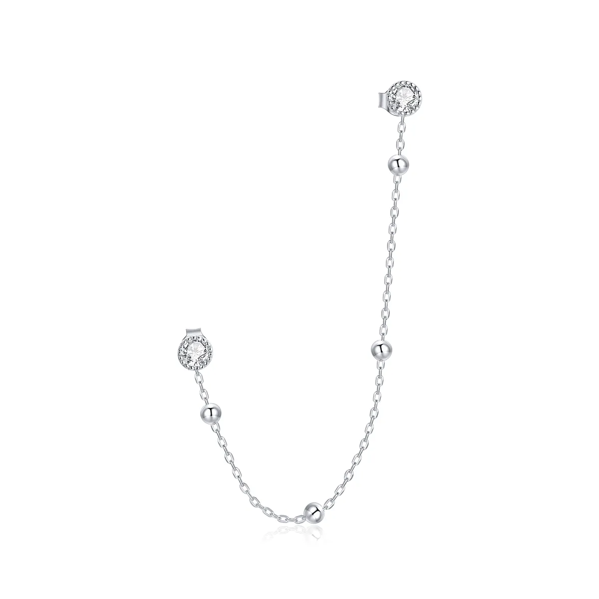 Pandora Style Silver Fashion Beaded Chain Dangle Earrings - SCE1107