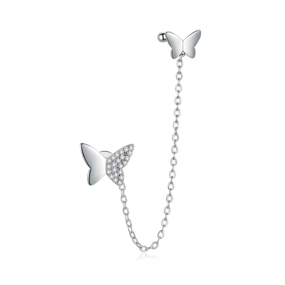 Pandora Style Silver Flying Butterflies Dangle Earrings - SCE913
