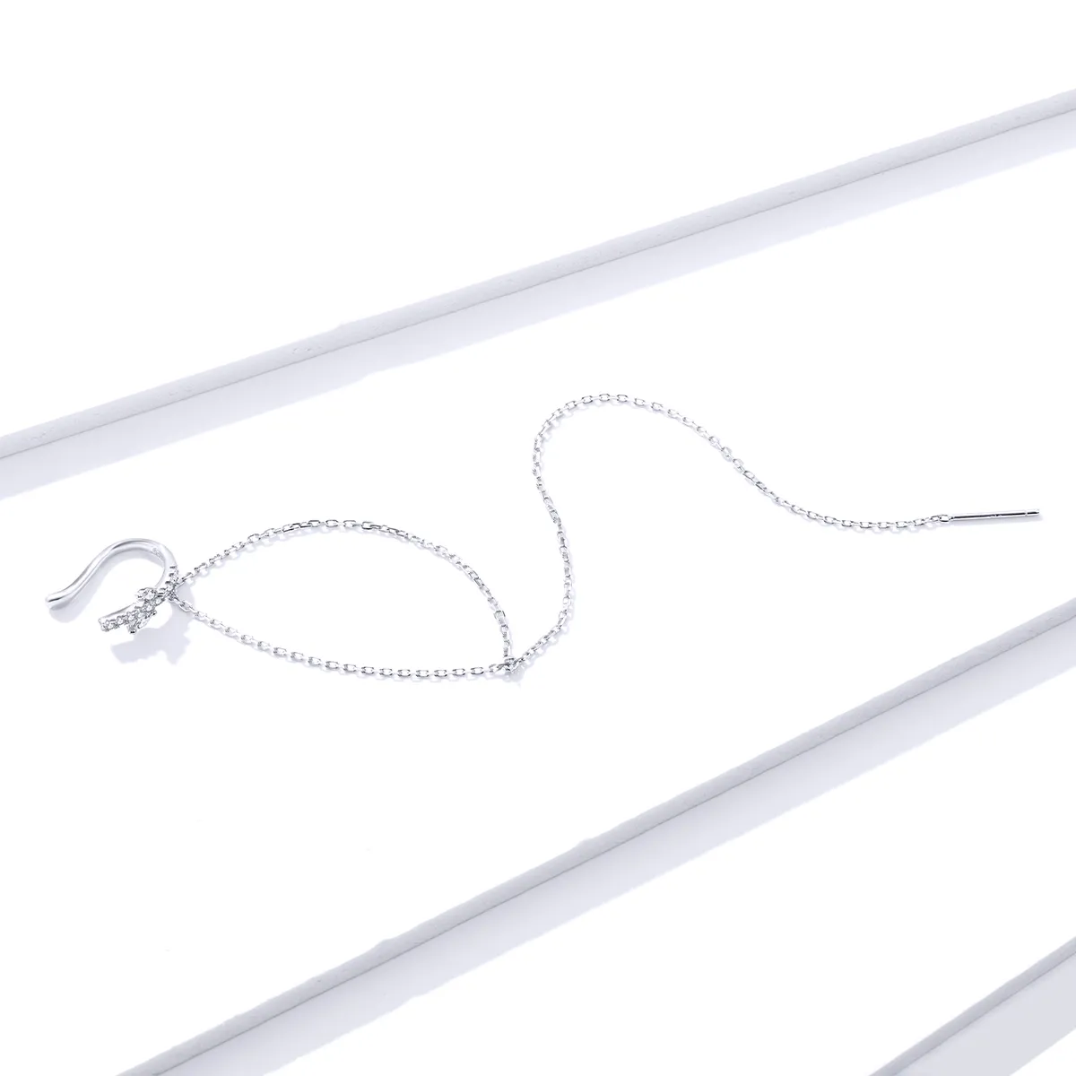 Pandora Style Silver Fresh Grass Dangle Earrings - BSE363