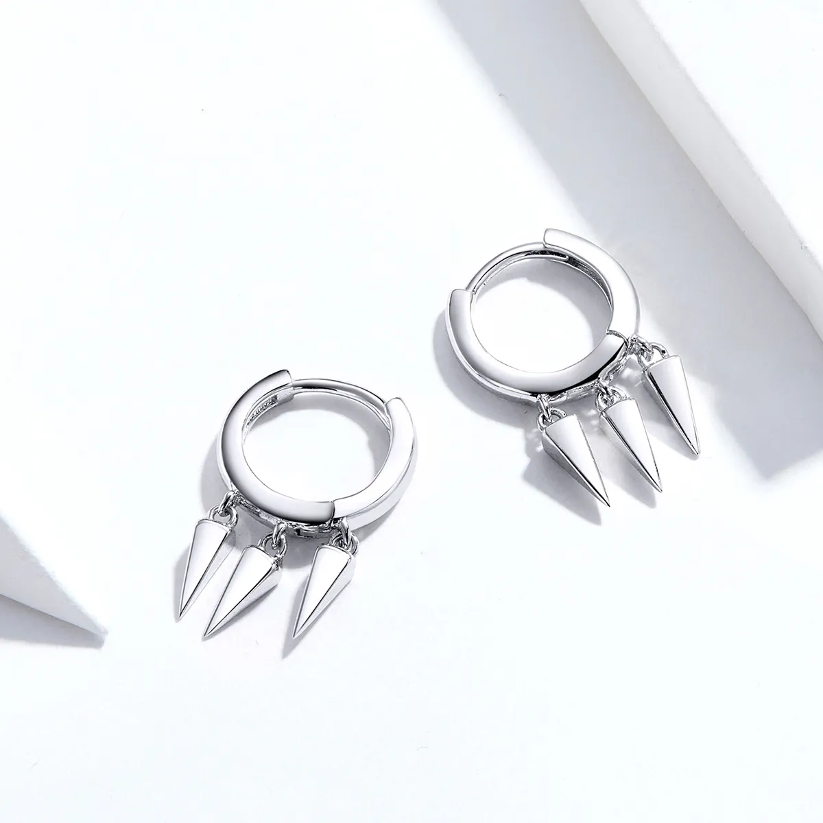 Pandora Style Silver Geometric Dangle Earrings - SCE779