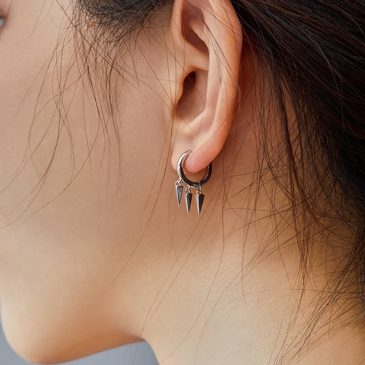 Pandora Style Silver Geometric Dangle Earrings - SCE779