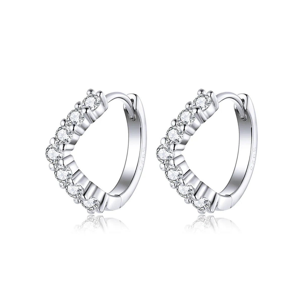 Pandora Style Silver Geometry Hoop Earrings - SCE844