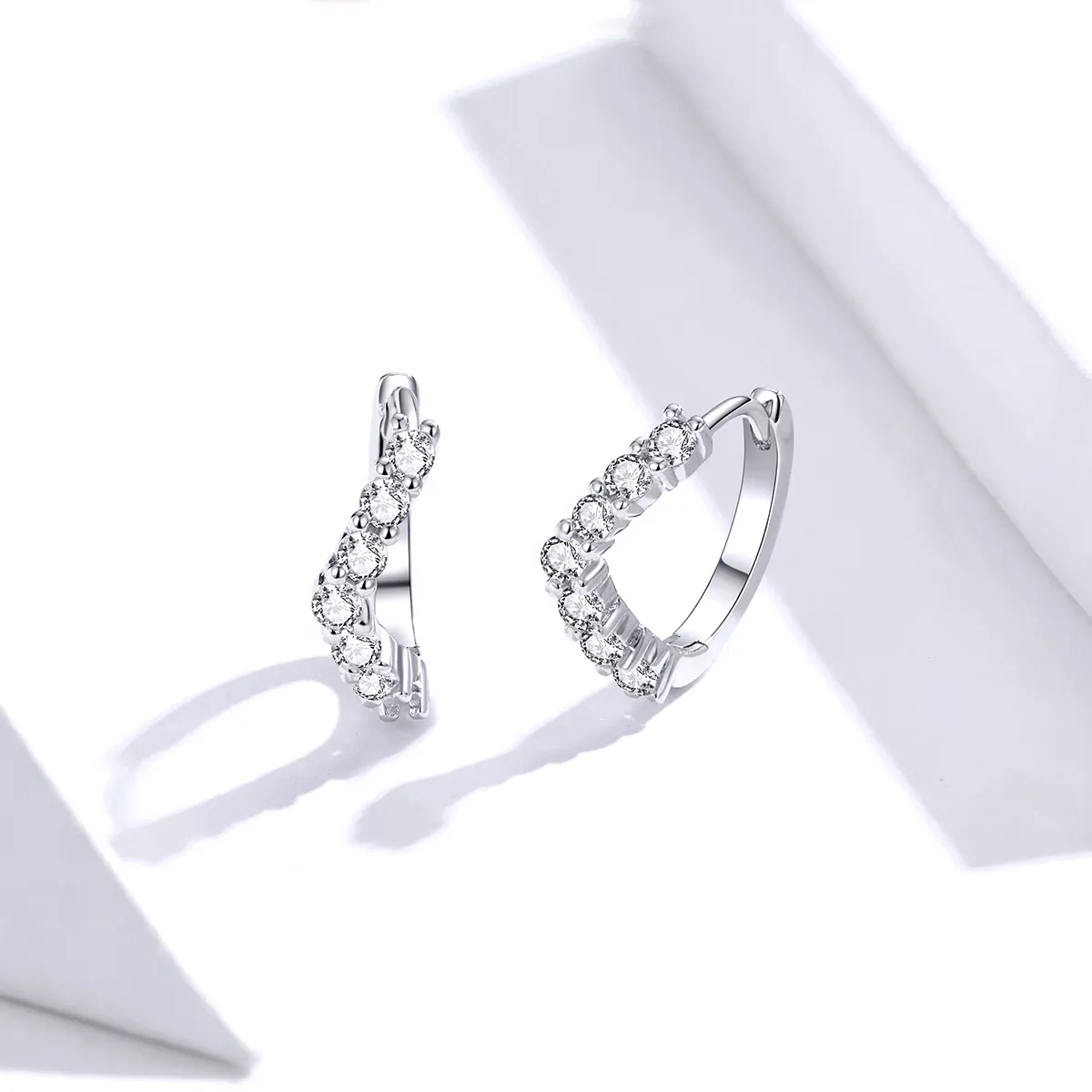 Pandora Style Silver Geometry Hoop Earrings - SCE844