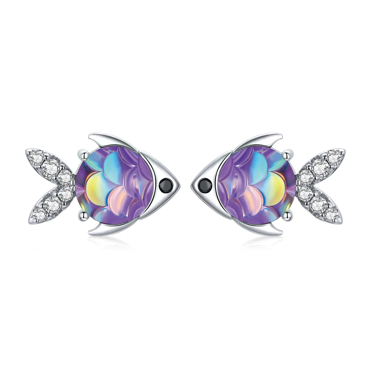 Pandora Style Silver Happy Little Fish Stud Earrings - SCE1028
