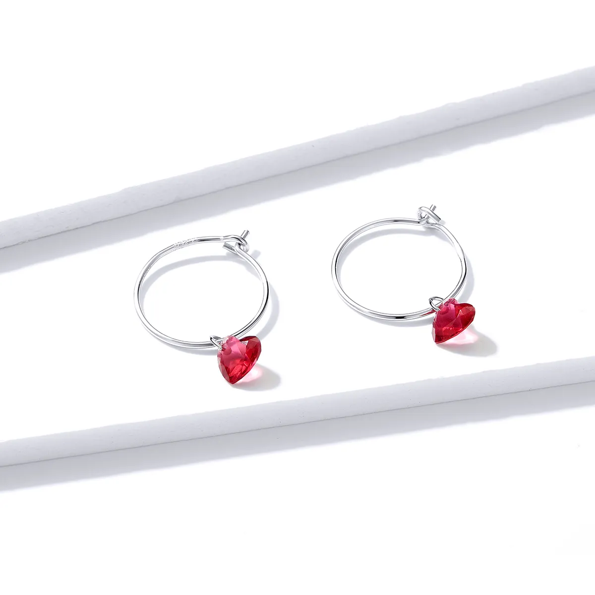 Pandora Style Silver Heart Dangle Earrings - BSE317