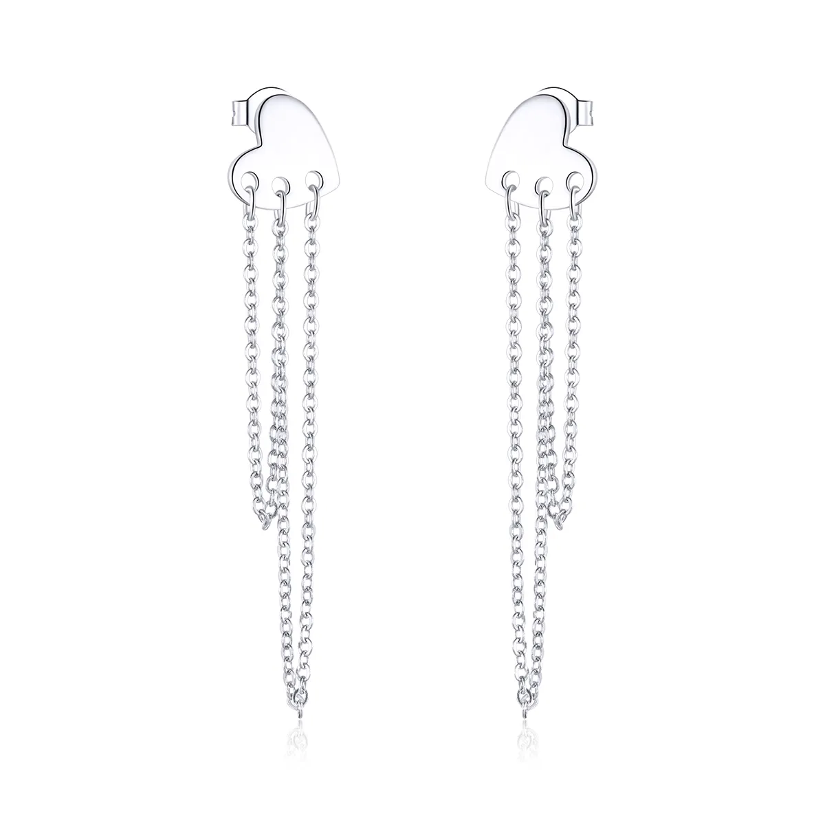 Pandora Style Silver Heart Tassels Dangle Earrings - SCE867