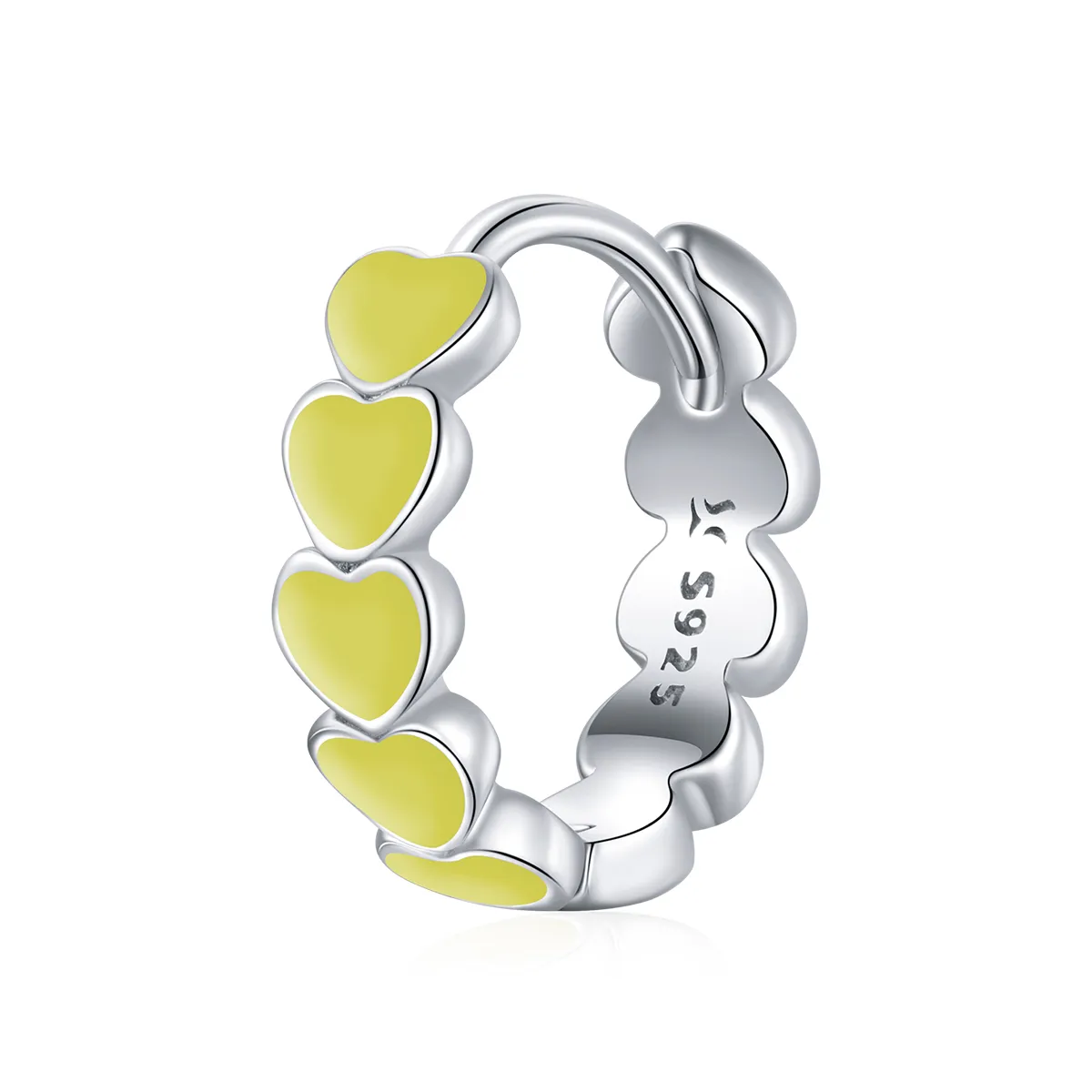 Pandora Style Silver Hearts Hoop Earrings - SCE1052-YE