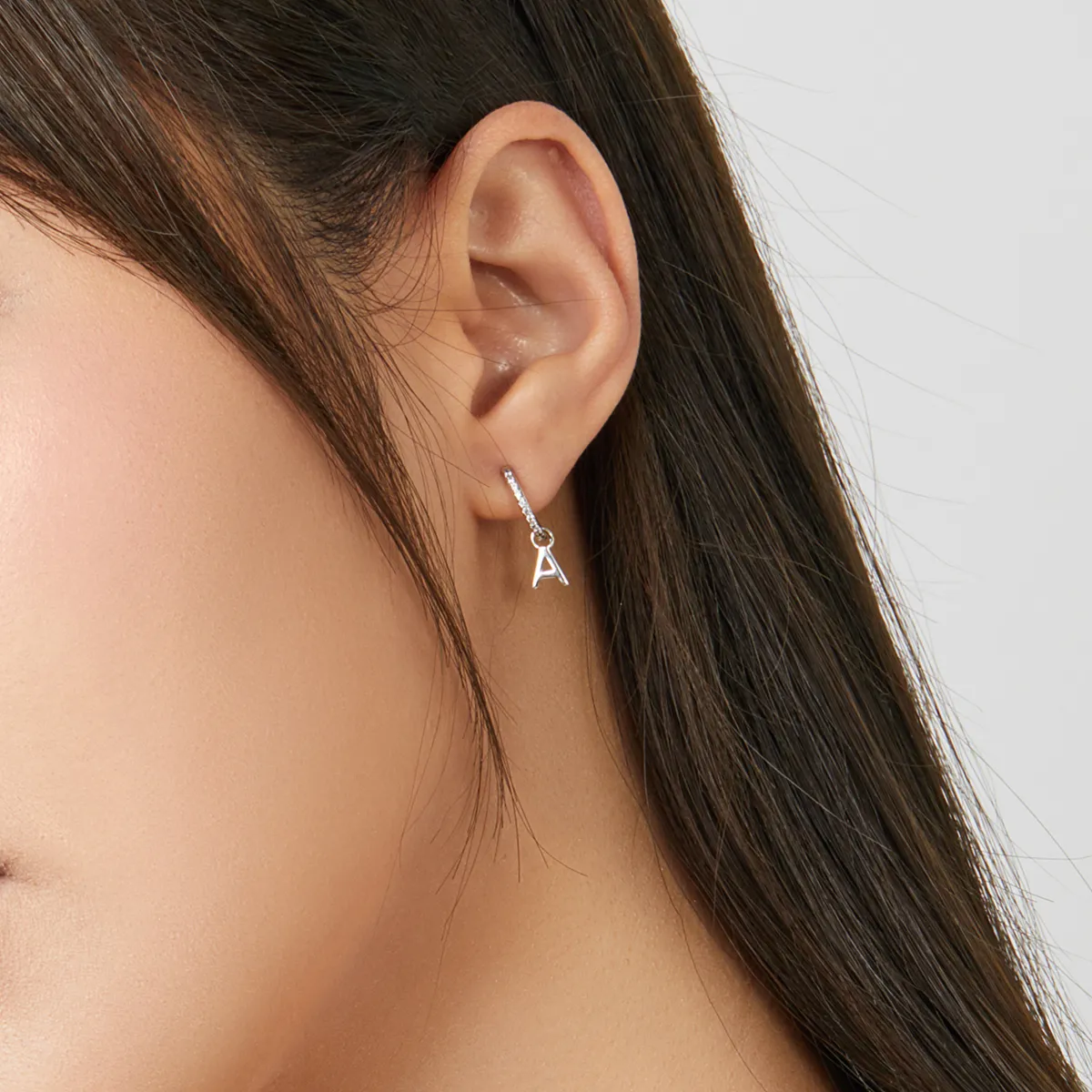 Pandora Style Silver Letter A Dangle Earrings - SCE848-A