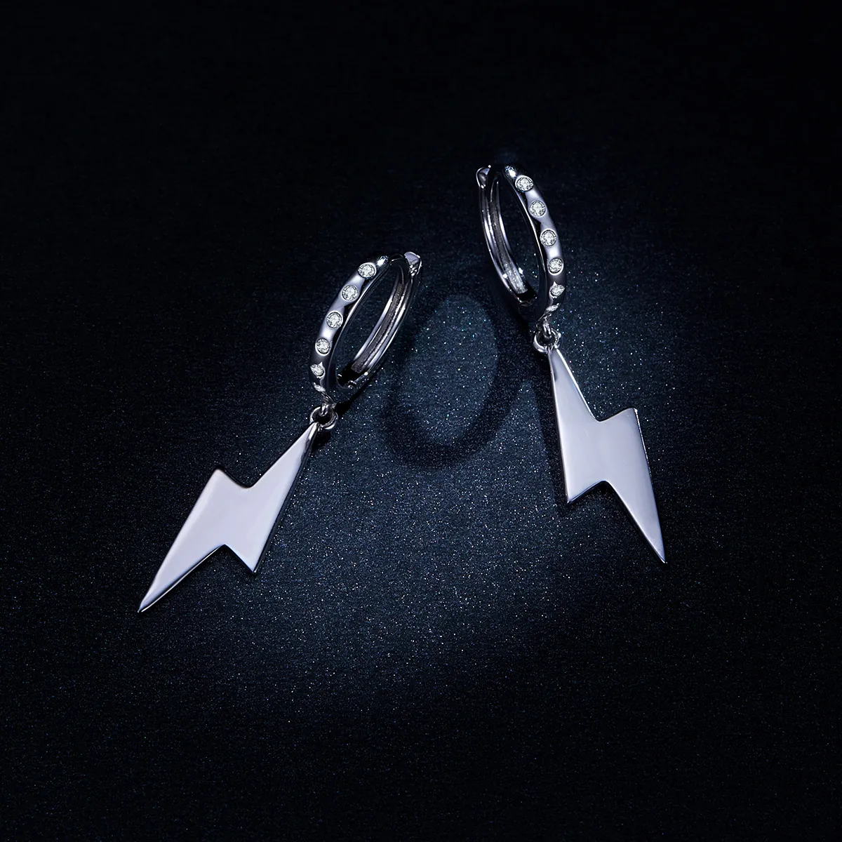 Pandora Style Silver Lightning Bolt Dangle Earrings - BSE221