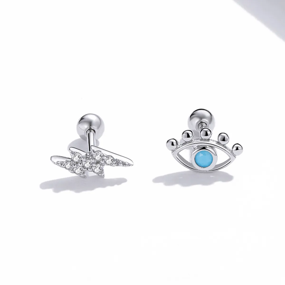 Pandora style silver Lightning Eye Stud Earrings SCE1007