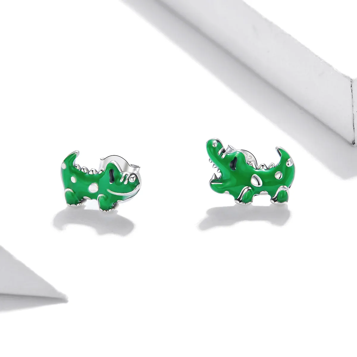 Pandora Style Silver Little Crocodile Stud Earrings - SCE1113