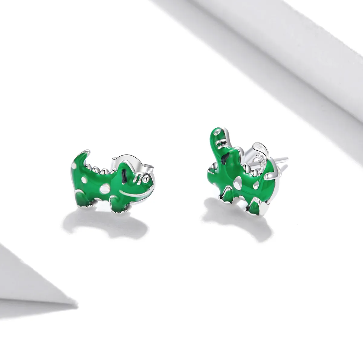 Pandora Style Silver Little Crocodile Stud Earrings - SCE1113