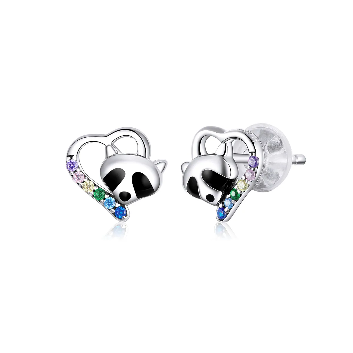 Pandora Style Silver Little Raccoon Stud Earrings - SCE883