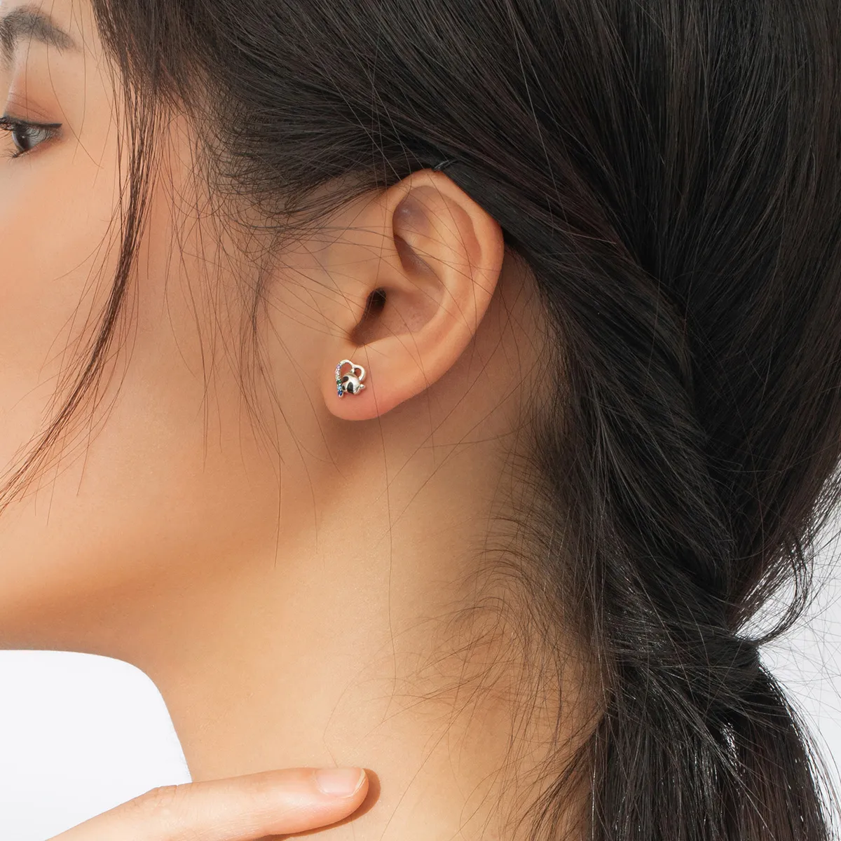 Pandora Style Silver Little Raccoon Stud Earrings - SCE883