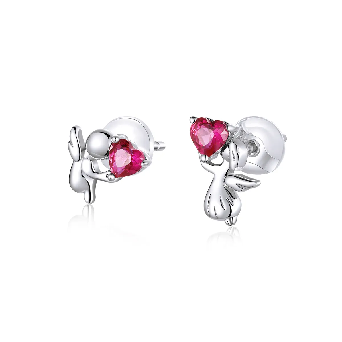 Pandora Style Silver Love Angel Stud Earrings - BSE367