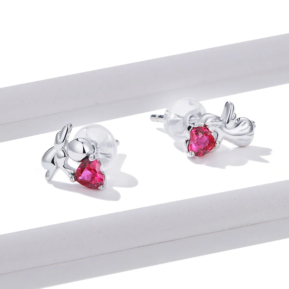 Pandora Style Silver Love Angel Stud Earrings - BSE367