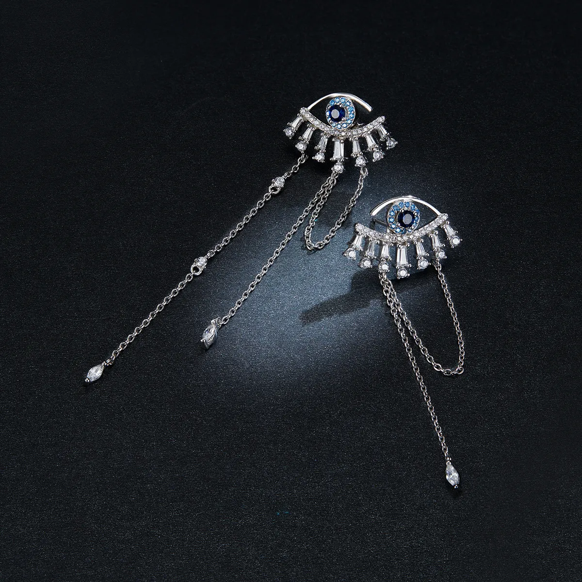 Pandora Style Silver Lucky Eyes Dangle Earrings - BSE334