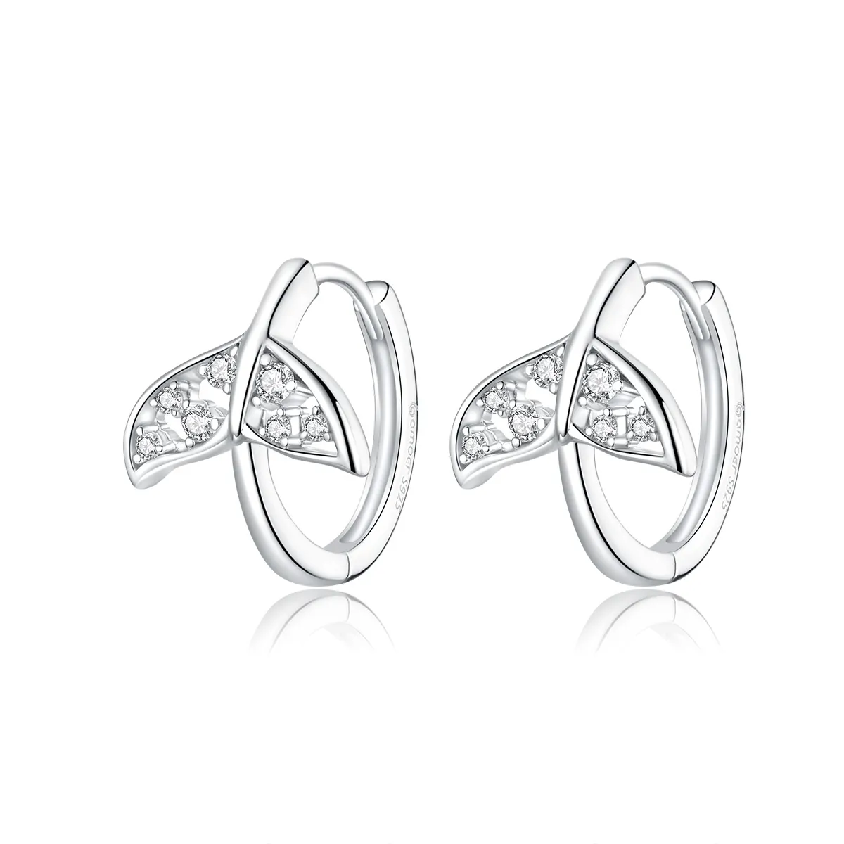 Pandora Style Silver Mermaid Tail Hoop Earrings - BSE259