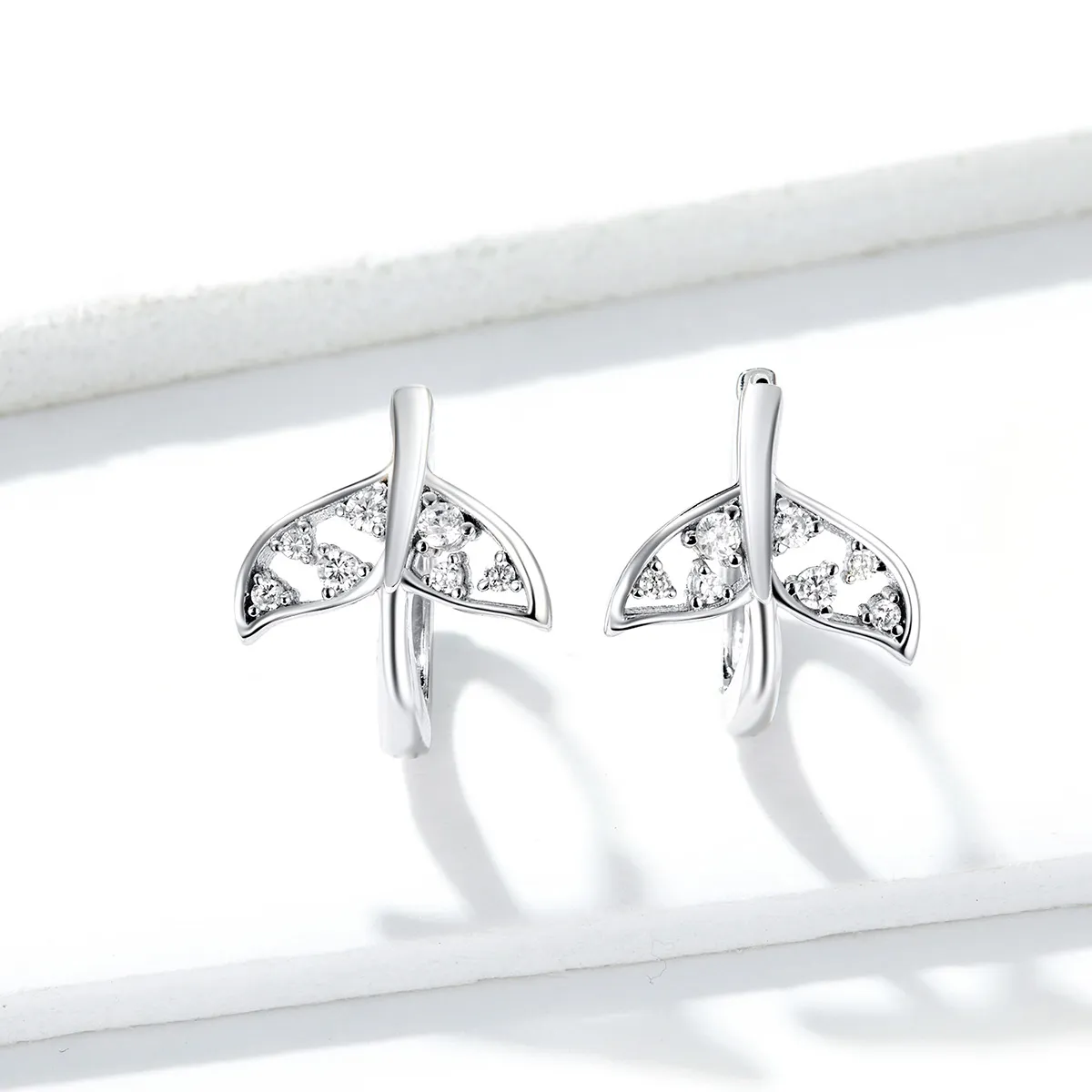 Pandora Style Silver Mermaid Tail Hoop Earrings - BSE259