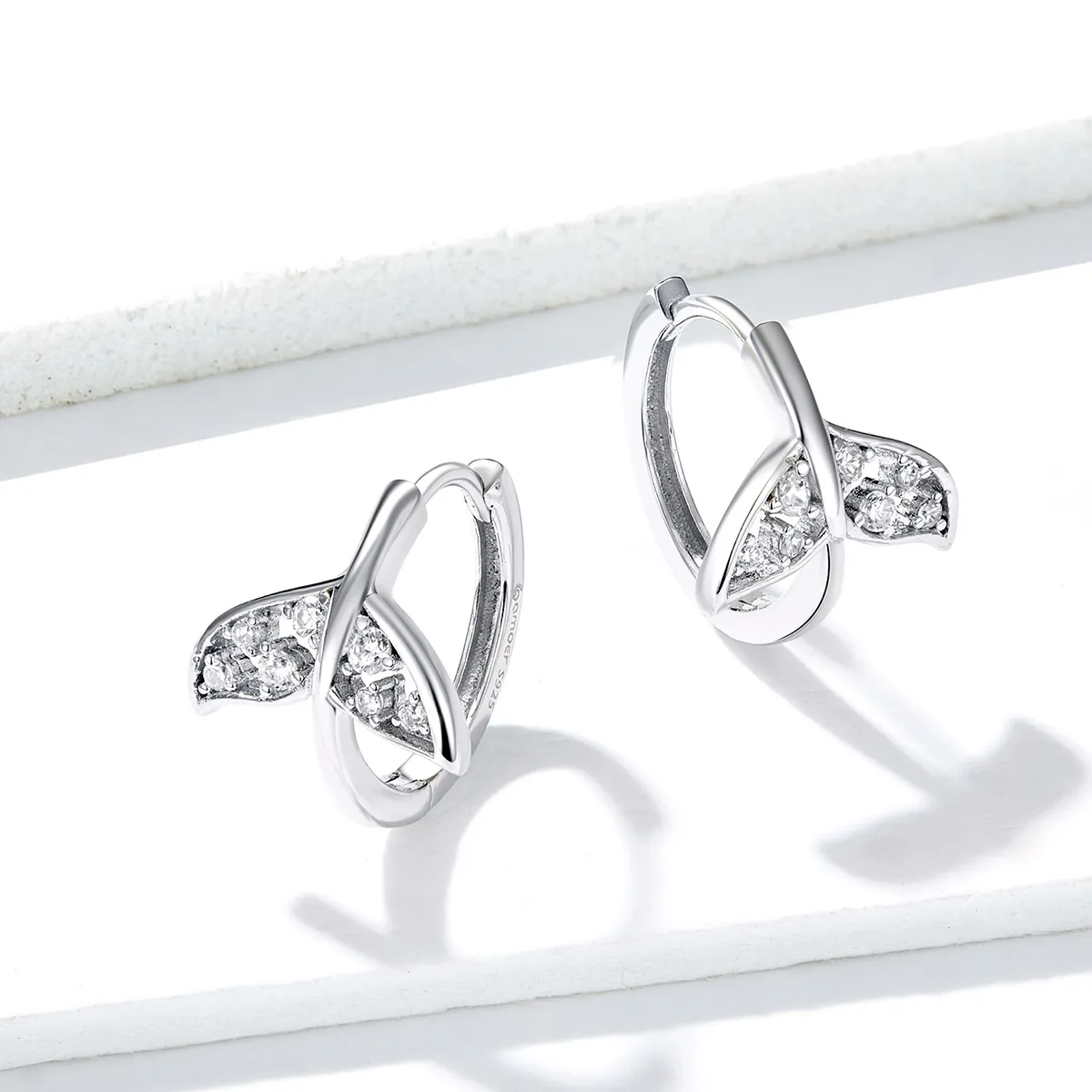 Pandora Style Silver Mermaid Tail Hoop Earrings - BSE259