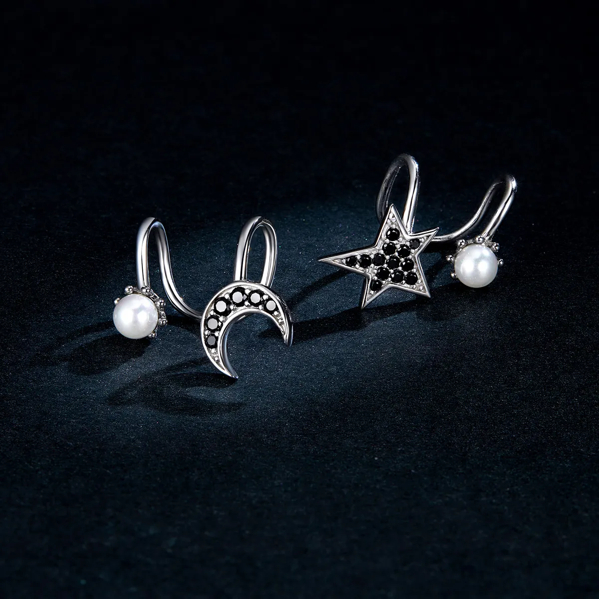 Pandora Style Silver Moon And Star Stud Earrings - BSE387
