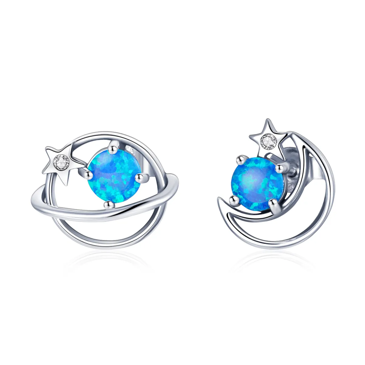 Pandora Style Silver Mysterious Planet Stud Earrings - SCE1133
