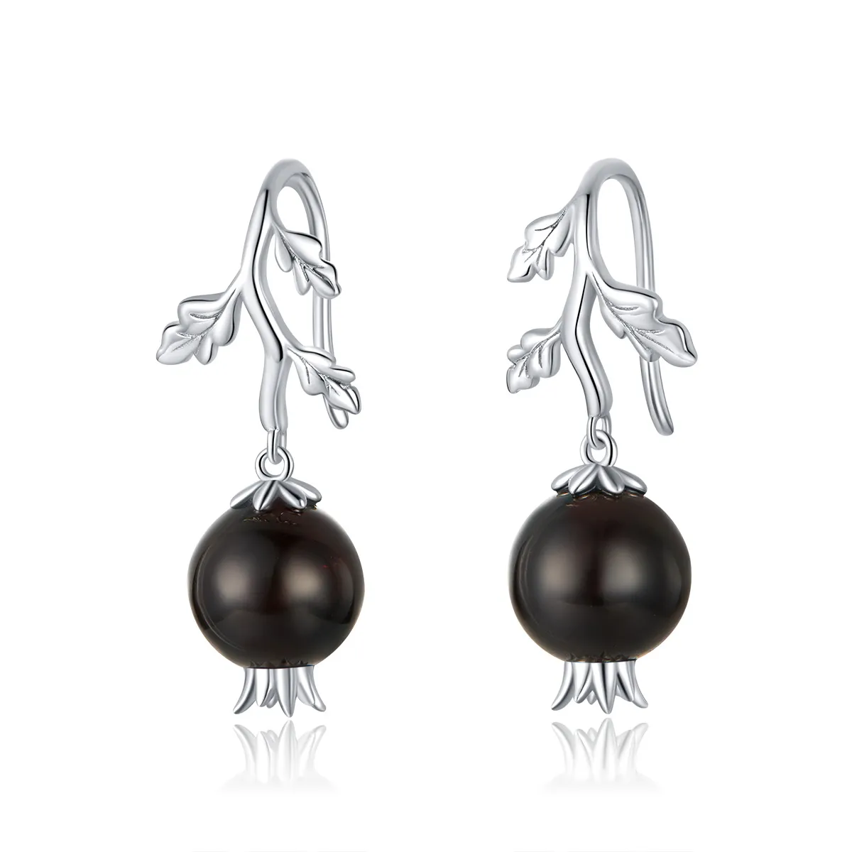 Pandora Style Silver Mysterous Garnet Dangle Earrings - BSE395
