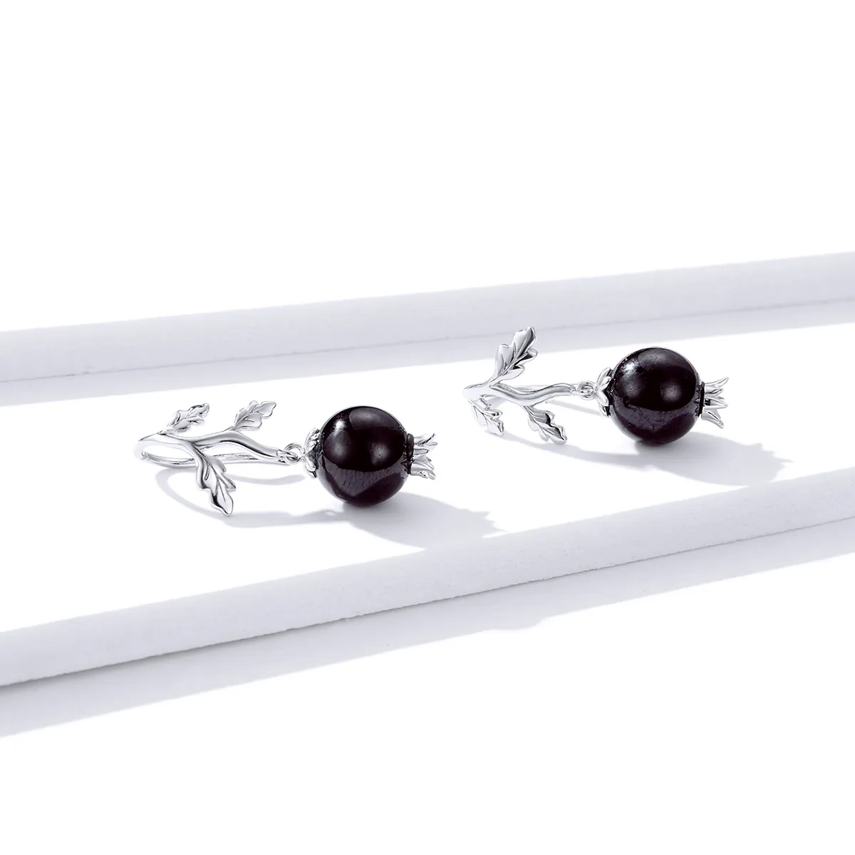 Pandora Style Silver Mysterous Garnet Dangle Earrings - BSE395